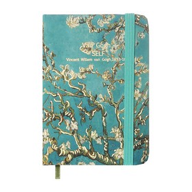 Книга записная ALMOND BRANCHES, на резинке, А7, 80 л., клетка., офсет крем., тв.лам.обл., бирюзовая