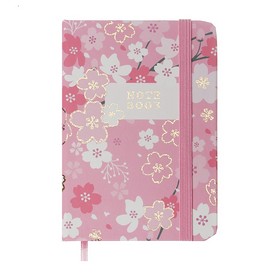 Книжка записная BLOSSOM, на резинке, А7, 80 л., клетка., офсет крем., тв.лам.обл., розовая