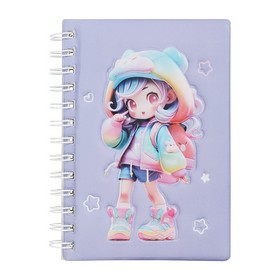 Тетрадь на пружине CUTE, 179 х 126 мм, 80 л., линия, фиолетовая, KIDS Line