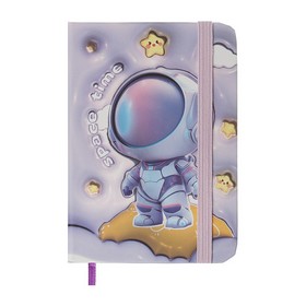 Книга записная ASTRONAUT на резинке, А7, 80 л., ячейка, фиолетовая, KIDS