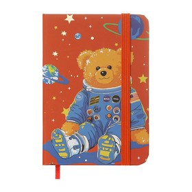 Книжка записная BEAR на резинке, А7, 80 л., ячейка., оранжевая, KIDS Line