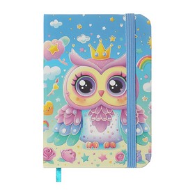 Книжка записная OWL на резинке, А7, 80 л., ячейка., голубая, KIDS LINE