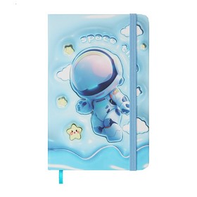 Книга записная ASTRONAUT на резинке, А6, 80 л., клетка, голубая, KIDS