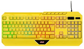 Клавіатура мембранна 2E GAMING KG315 110key, USB-A, EN/UA, RGB, жовтий