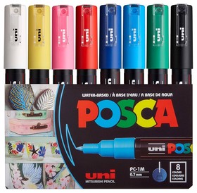 Набір маркерів uni POSCA, 0,7-1мм, 8 шт