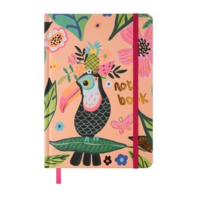 Книжка записная ANIMALS, на резинке, А5, 96 л., клет., персиковая, KIDS LINE