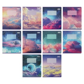 Набір зошитів учнівських шкільних, 10 штук, 8 предметів, CLOUDS, 36 арк., KIDS LINE