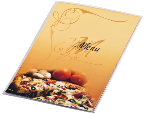 Папка "МЕНЮ" PIZZA, А4, PVC, три стороны, прозрачная - №1