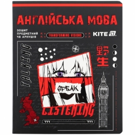 Тетрадь предметн. 48 л., лин., софт тач+УФ, Cyber, англ. язык
