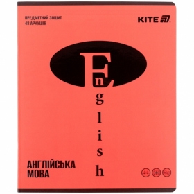Тетрадь предметн. 48 л., лин., софт тач+УФ, Bright, англ. язык