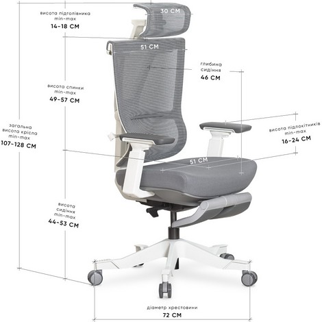 Кресло Mealux S6 Air Fabric Grey White - №9