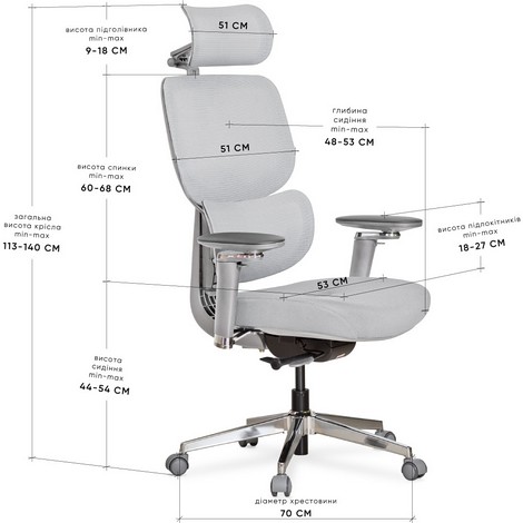 Кресло Mealux D2 Air Fabric Grey - №2
