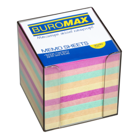 Бокс с цветной бумагой 90х90х90 мм Buromax, дымчатый