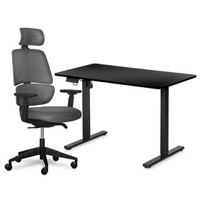 Комплект Mealux PowerDesk Lite Black + Leo Air Plus Grey 