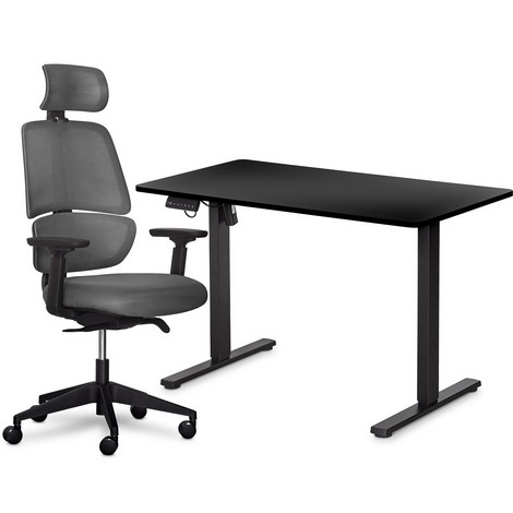 Комплект Mealux PowerDesk Lite Black + Leo Air Plus Grey - №1