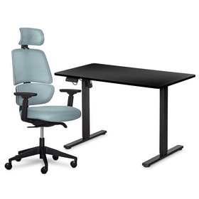 Комплект Mealux PowerDesk Lite Black + Leo Air Plus Grey Blue