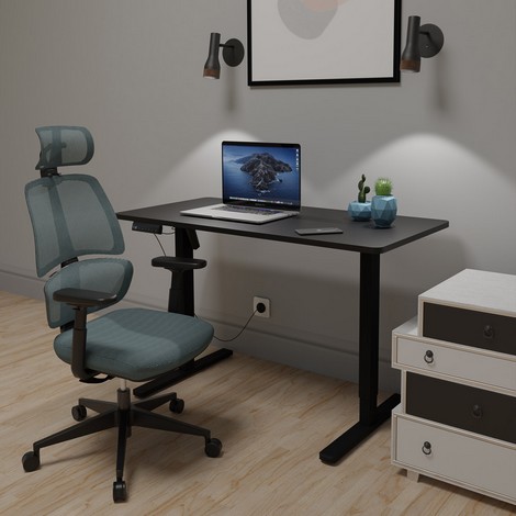 Комплект Mealux PowerDesk Lite Black + Leo Air Plus Grey Blue - №2