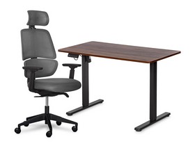 Комплект Mealux PowerDesk Lite Walnut+ Leo Air Plus Grey 
