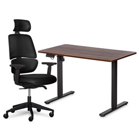 Комплект Mealux PowerDesk Lite Walnut + Leo Air Plus Black 