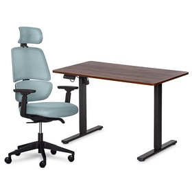 Комплект Mealux PowerDesk Lite Walnut+Leo Air Plus Grey Blue 