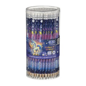 Карандаш графитовый HB, UNICORN, с резинкой, тубая - 100 шт