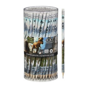 Карандаш графитовый HB, DINO, с резинкой, тубая - 100 шт.