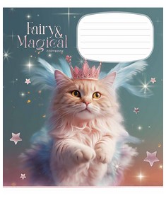Зошит учнівський, 12арк., у клітинку, глiтер, Школярик, Fairy cats